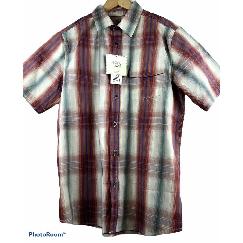 Woolrich Adventure Series Mens Large Desert View Shirt Red Eco Rich Organic $65